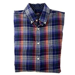 Paul & Shark Yachting Royal Flannel Cotton Shirt Plaid Long Sleeve Men Medium 40